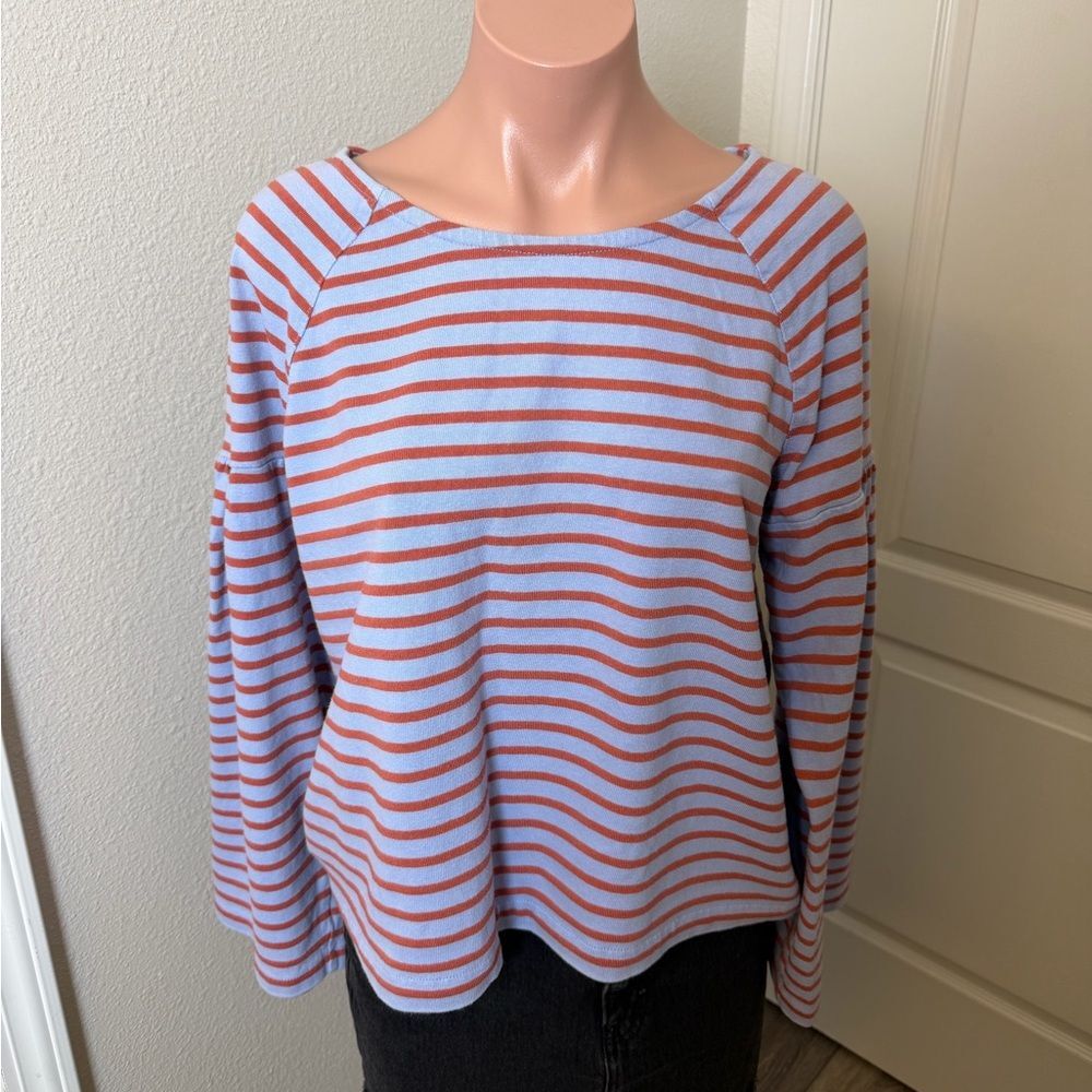 Madewell Blue and Red Striped Long Sleeve Top Sz M